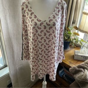 New Direction paisley shirt with leather lacing